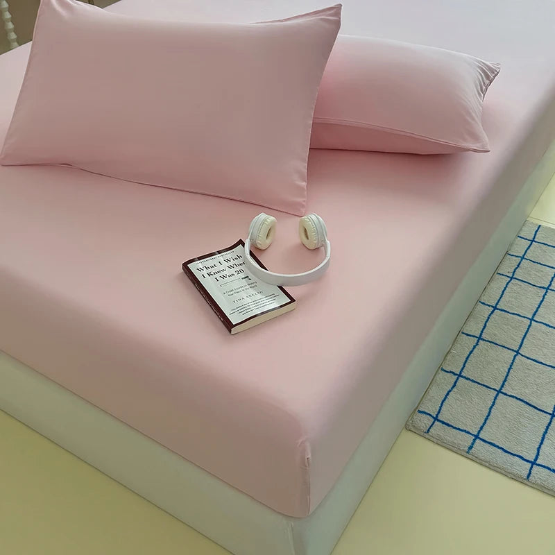 STORESDE Washed Fitted Sheet with Elastic Bands Non Slip Adjustable Mattress Cover for Single Double King Queen Bed 90x200 150x200 180