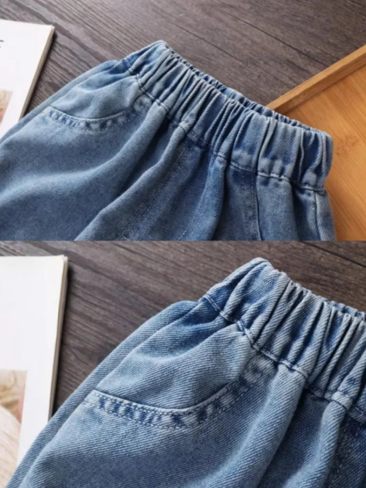 STORESDE Boys Denim Pants Elastic Waist Trousers Spring Autumn New Jeans Teenager Kids Boys Fashion Sports Casual Clothes 2-12 Years