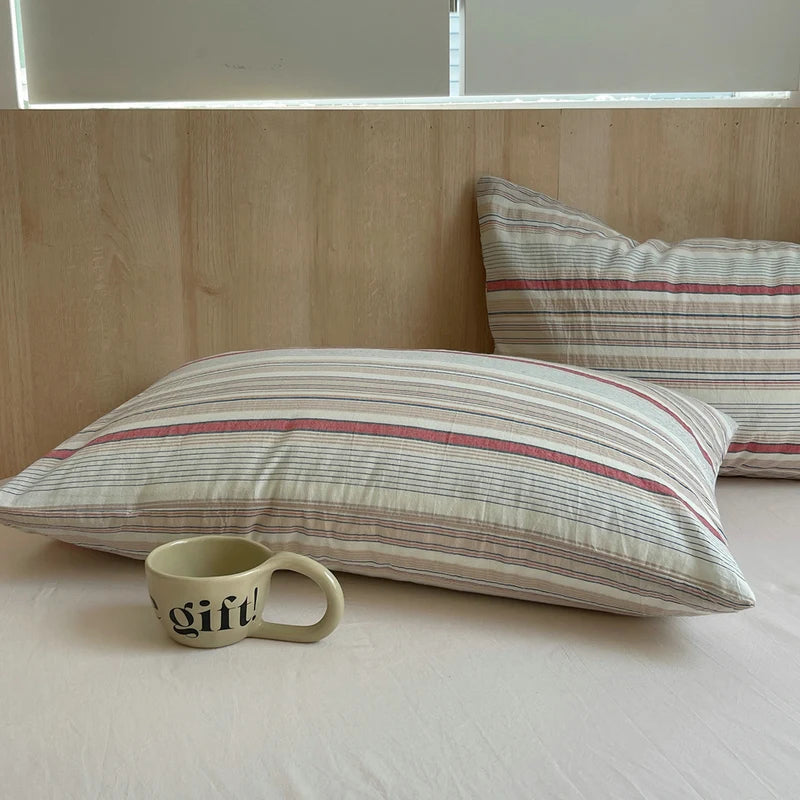 STORESDE 100 Cotton Pillowcase 2 PCS Colorful Stripe Pillow Case Bedding Black Pillow Cover Envelope Pillow Case Cover Nordic Sling