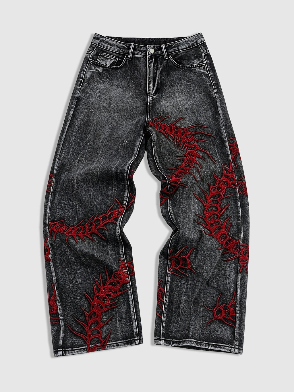 STORESDE Men's Jeans with Three-Dimensional Animal embroidery, Heavy Craftsmanship, Loose and Versatile Street Style Men's Trousers