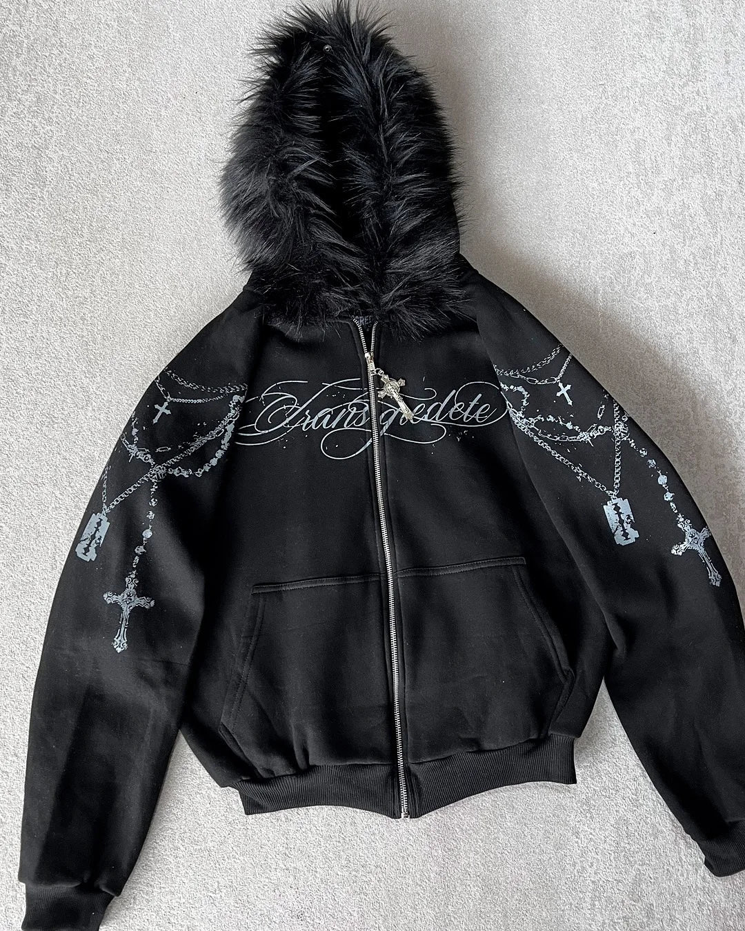 STORESDE American Fashion Embroidery Personality Flash Diamond Oversize Zipper Hoodie Men Y2K New Harajuku Gothic Casual Joker Sweatshirt