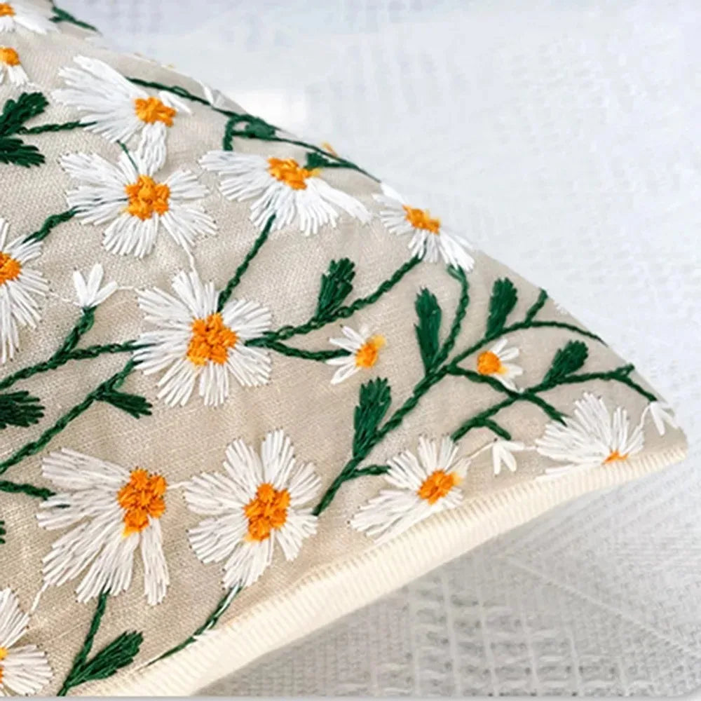 STORESDE 45x45CM Embroidered Floral Pillow Case Decor Home Light Luxury Sweet Pillow Cushion Cover Throw Square Funda Cogines De