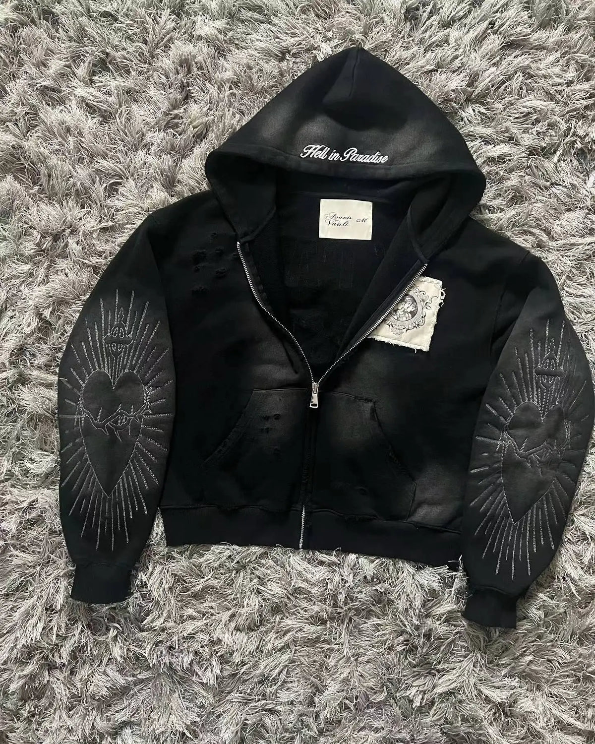 STORESDE Vintage Hip Hop Letter Embroidery Zipper Hoodie Streetwear Men Women Sports Washed Loose Coat Y2K Punk Couple Hoodie Sweatshirt