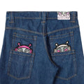 STORESDE New Black Wide Leg Denim Jeans Men Dragon Print Cherry Blossom Embroidery Vintage Washed Loose Harajuku Streetwear Casual Pants