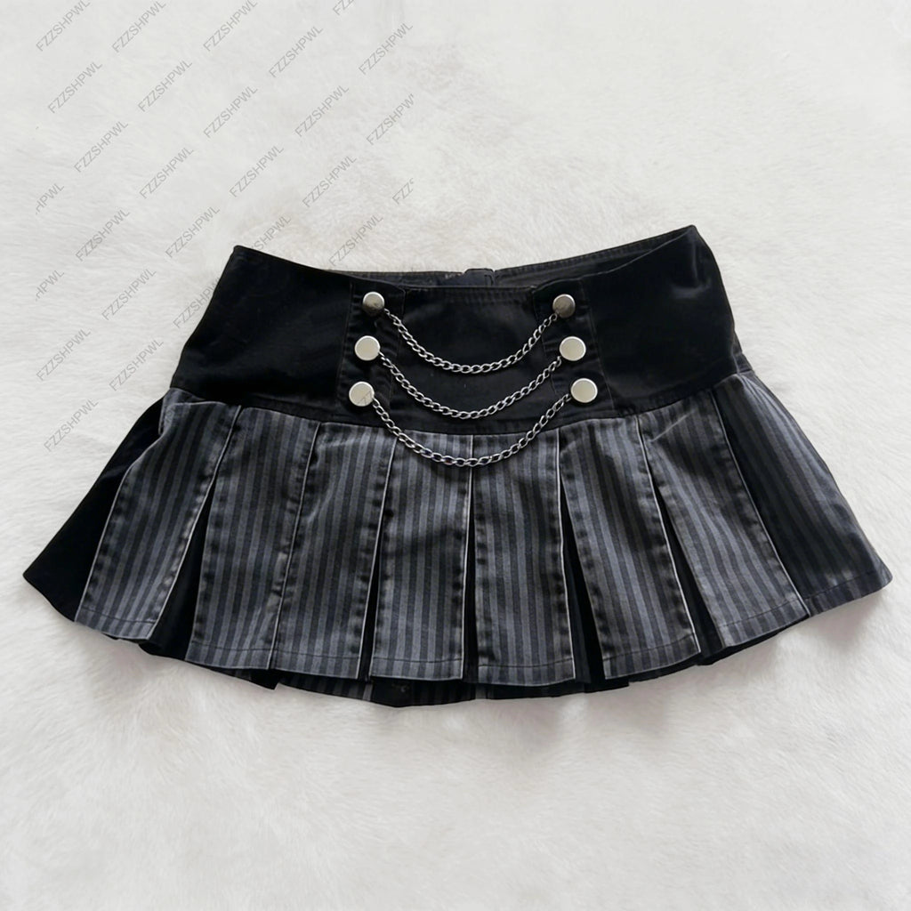 STORESDE Y2K High Street grey A-line dress women's wear Harajuku hot Girl Sweet guy characteristic style slender elastic Cool denim dress