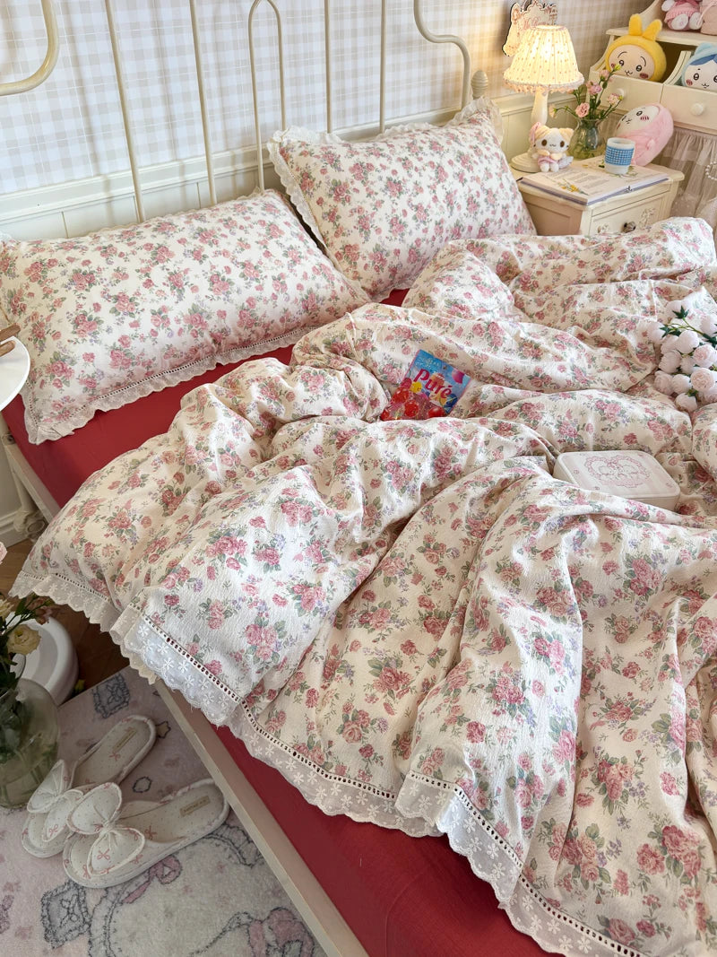 STORESDE Princess Style Floral Bed Sheets Set Duvet Cover Bedding Set постельное белье Set Room Decoration Birthday Gift Bedroom