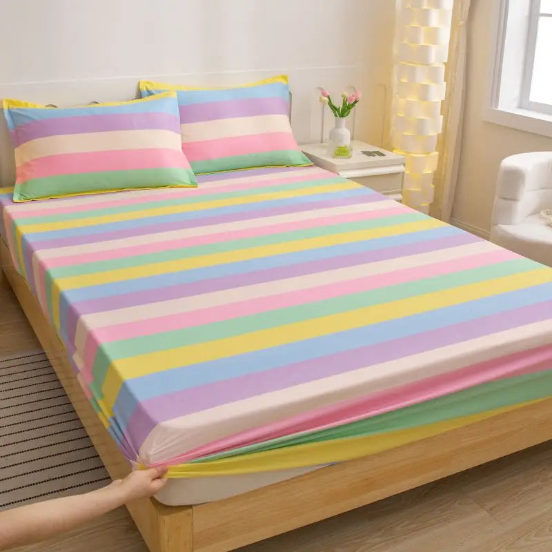 STORESDE One printed single-piece bed hat (without pillowcase) mattress cover full cover dust-proof anti-slip bed cover for all seasons