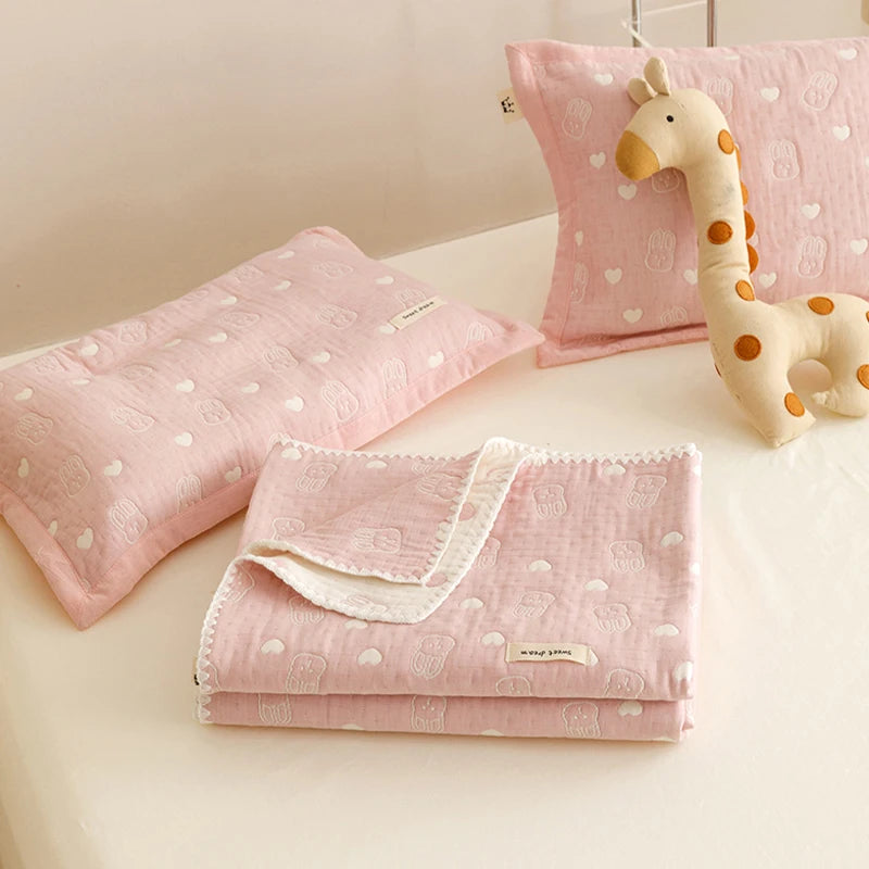 STORESDE Pure Cotton Three-layer Yarn Fabric Children Summer Blanket Spring Soft Skin Friendly Quilt Air Conditioner Comforter Adult Kid