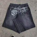 STORESDE Baggy Y2K New Trend Harajuku Hip-Hop Rock Joker Street Mens Sports Pants Gothic Retro Embroidery Loose American Denim Shorts