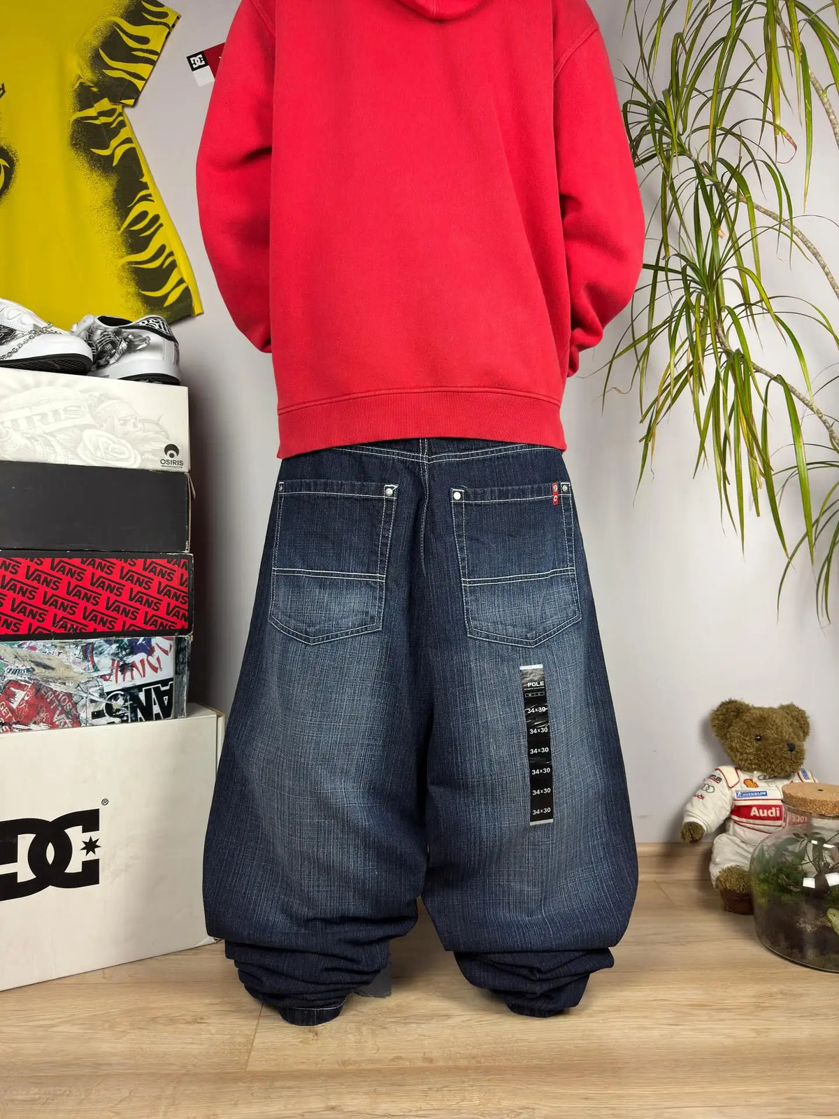 STORESDE New Retro Blue Gothic Fashion Washed Old Casual Jeans Men Y2K Streetwear Vintage Popular High Waist Baggy Wide-leg Pants