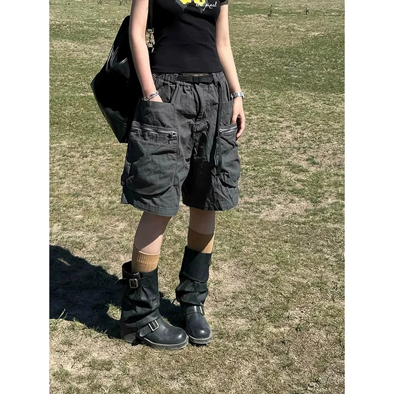 STORESDE Retro Calf Length Baggy Emo Denim Trouser 2026 Summer Solid High Waist Y2K 2000s Pants Women's Casual Harajuku Black Loose Jeans