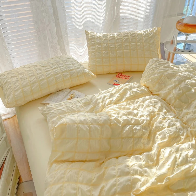 STORESDE The Simple Solid-color Puffon Quilt Cover Is Suitable for Bedroom and Apartment Bedding