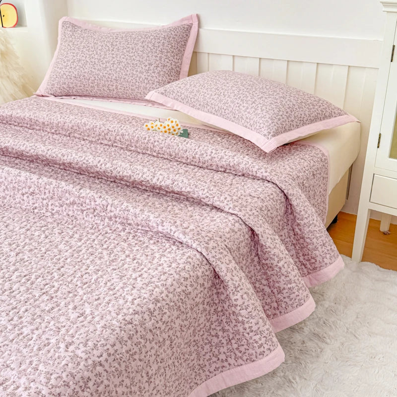 STORESDE 1pc Purple Flower Quilted Bedspreads for Bed Thick Patchwork Blanket Single/Queen/King Floral Style Quilted Duvet Soft Bedspread