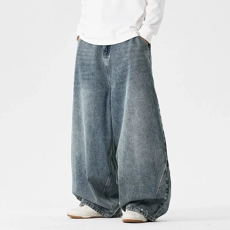 STORESDE 2025 Spring Men Streetwear Denim Pants Men Harajuku Washed Baggy Jeans Men Y2K Fashion Punk Casual High Waist Wide Leg Pants
