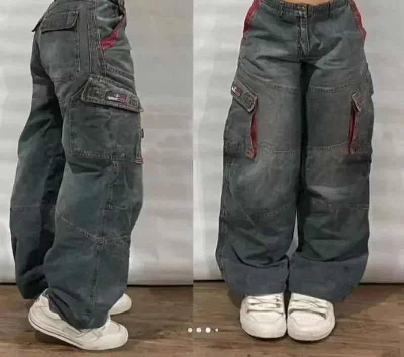 STORESDE 2025 New American Trend Retro Hip-hop Embroidery Pattern Baggy Jeans For Men And Women Y2K Harajuku Gothic Wide Pants Streetwear