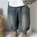 STORESDE Kids Wide Leg Pants New 2025 Spring Autumn Fashion Korean Casual Baggy Simple Style Jeans