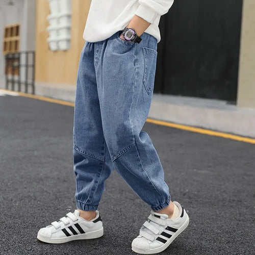 STORESDE Boys Denim Pants Elastic Waist Trousers Spring Autumn New Jeans Teenager Kids Boys Fashion Sports Casual Clothes 2-12 Years