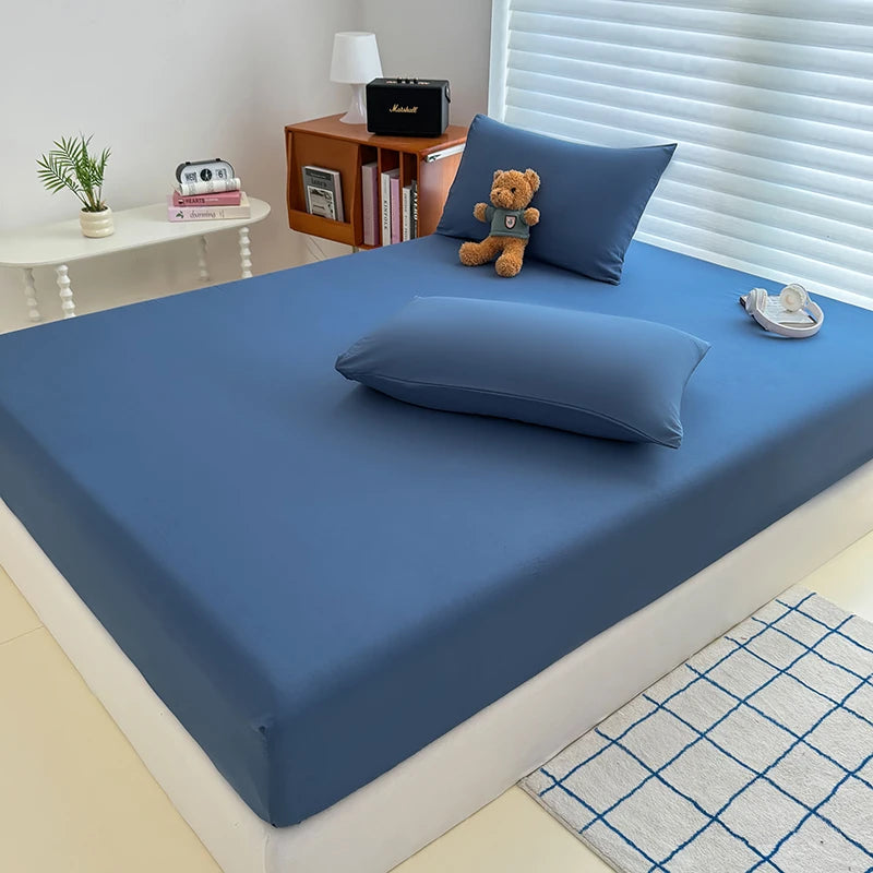 STORESDE Washed Fitted Sheet with Elastic Bands Non Slip Adjustable Mattress Cover for Single Double King Queen Bed 90x200 150x200 180