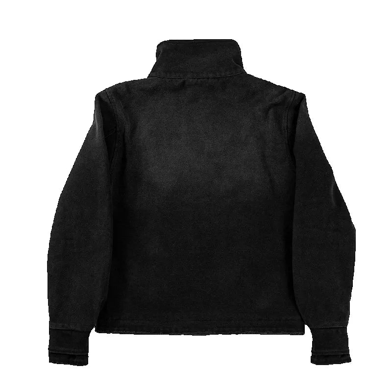 STORESDE Y2k Fencing Jacket Vintage Wash Gradient Irregular Buttons Unisex Jacket Gothic Harajuku Streetwear Canvas Cotton Casual Jacket