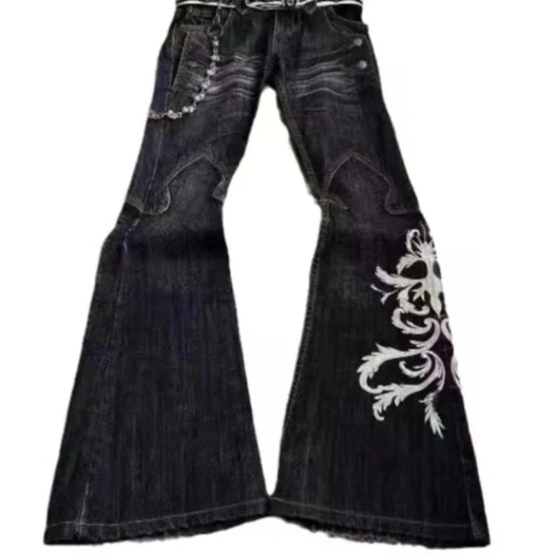 STORESDE Y2K Micro La Retro Wide Jeans 2006 Leg Pants New High Waist Harajuku Loose Embroidered Women Jeans with Rock Punk Style