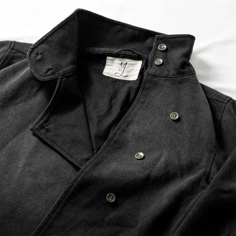 STORESDE Y2k Fencing Jacket Vintage Wash Gradient Irregular Buttons Unisex Jacket Gothic Harajuku Streetwear Canvas Cotton Casual Jacket