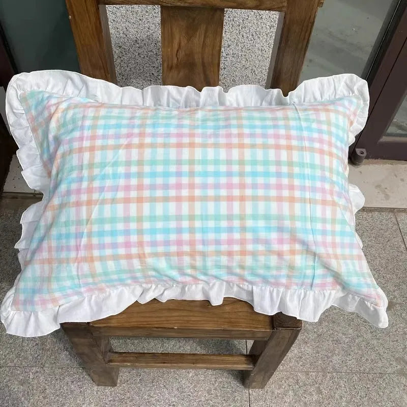 STORESDE Classic Plaid Pillowcase Cotton Japanese Simple Four-season One Pair Pillow Covers Decorative Bedding Textile Pillow Protector