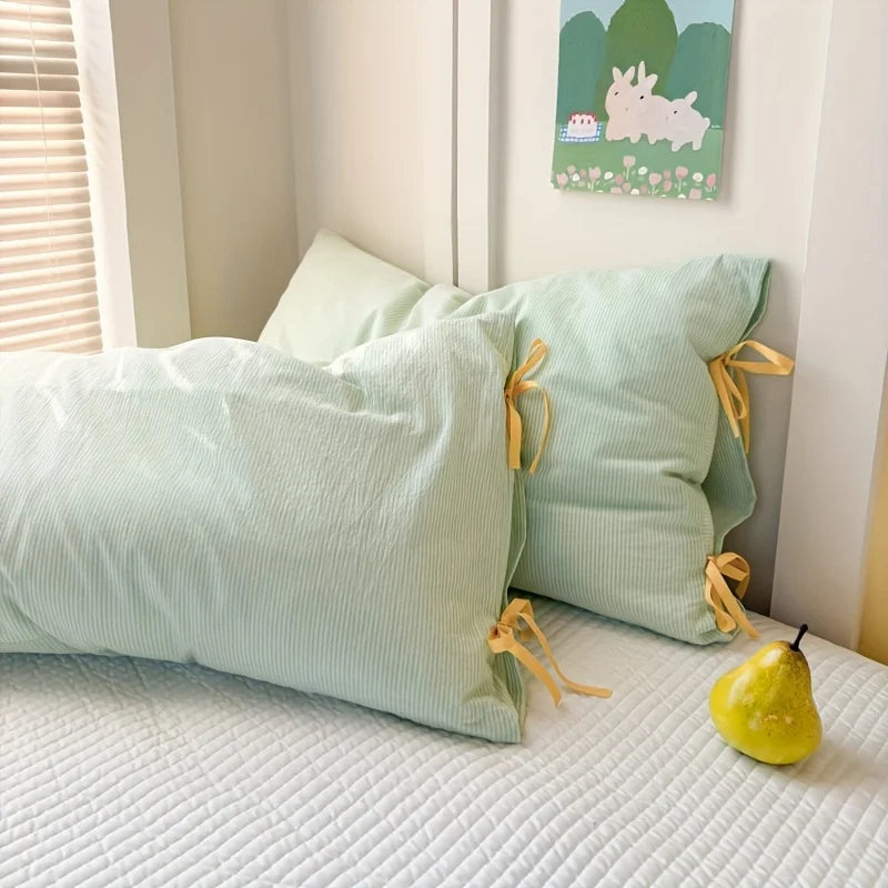 STORESDE 48x74cm Bow Pillow Cover Solid Color Soft Comfortable Covers Cotton Pillow Cover Cute Pillow Sham for Beds Home Decoration Gifts