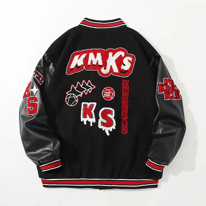 STORESDE American New Letter Flocking Baseball Uniform Jacket Y2K Retro Vintage Lovers Motorcycle Casual Jacket For Men And Women Coats
