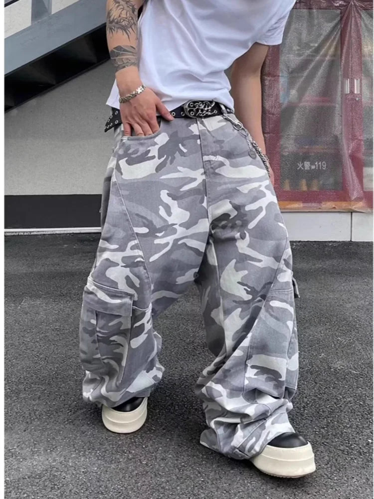 STORESDE 2026 Pantalones Y2K Streetwear Camouflage Baggy Cargo Jeans Pants For Men Clothing Wide Leg Oversize Long Trousers Moda Hombre