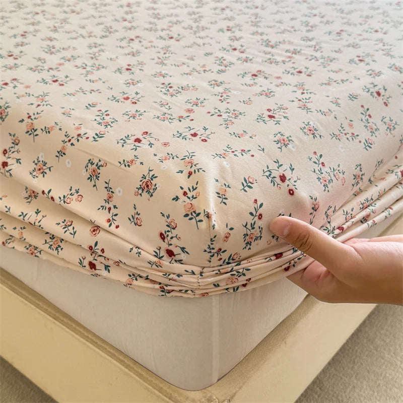 STORESDE Bonenjoy Elastic Fitted Sheet Floral Style Bedsheet Soft Bed Cover Home Bed Linen Sheets drap de lit (Pillowcase Need Order)