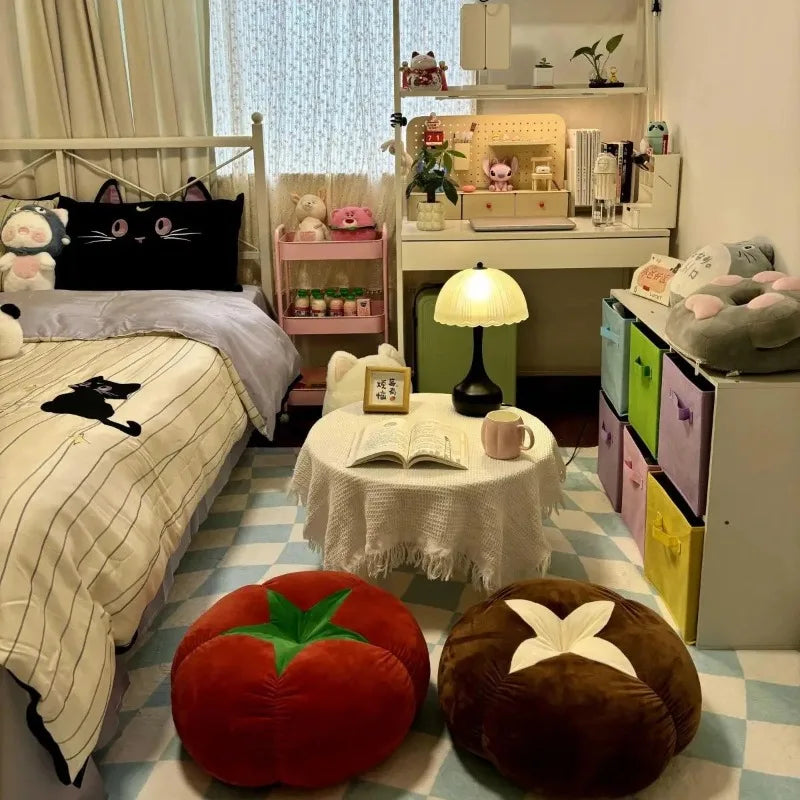 STORESDE ins cute soft cute mushroom tomato futon cushion bed cushion doll throw pillow lazy living room sofa pillow