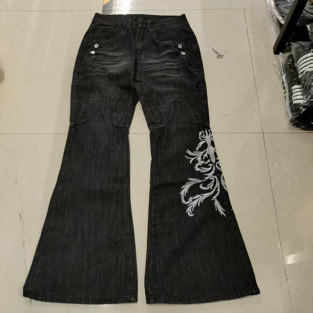 STORESDE Y2K Micro La Retro Wide Jeans 2006 Leg Pants New High Waist Harajuku Loose Embroidered Women Jeans with Rock Punk Style