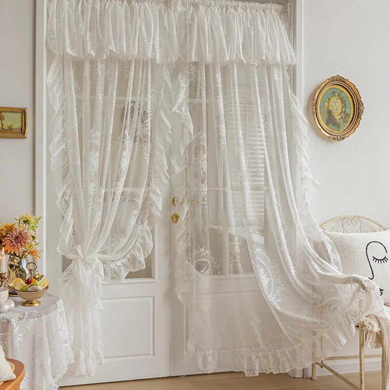 STORESDE French Rococo Vintage Lace Curtains For Bedroom Bay Window, Half Curtains, Korean Style Door Curtain,High-End Home Curtain Decor
