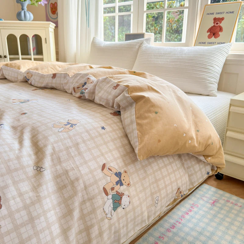 STORESDE 100% Cotton Duvet Cover - Floral Printed Design, Luxury Pre-Washed Finish, Single Duvet Cover for Bedroom - Easy Care