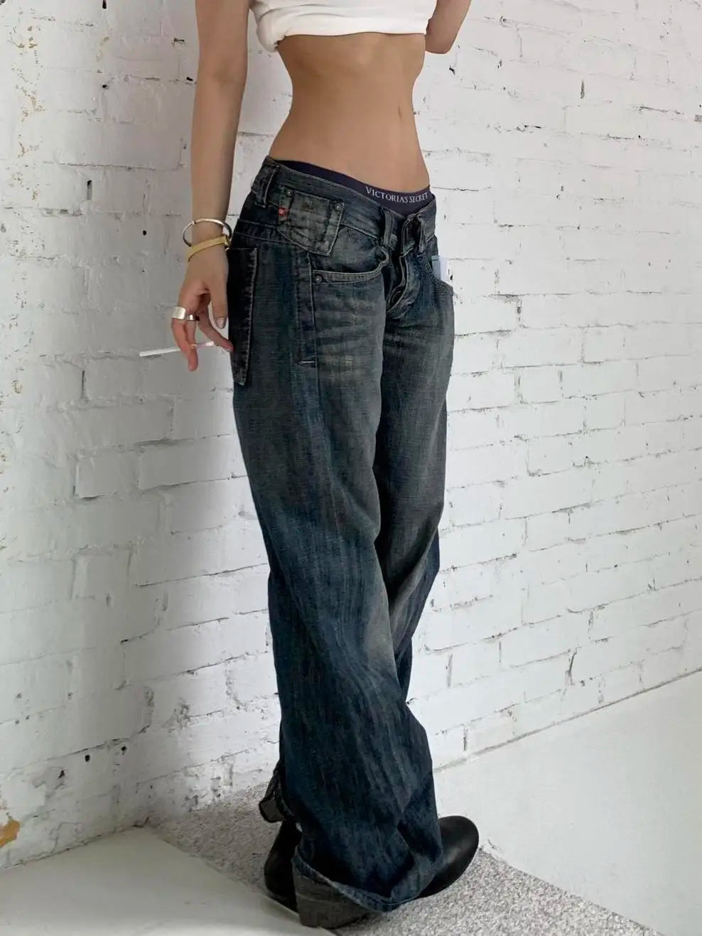 STORESDE 2025 Autumn Women's Blue Y2k Baggy Jeans Harajuku Japanese 2000s Style Denim Trousers American Vintage Jean Pants Trashy Clothes