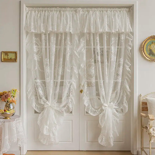 STORESDE French Rococo Vintage Lace Curtains For Bedroom Bay Window, Half Curtains, Korean Style Door Curtain,High-End Home Curtain Decor