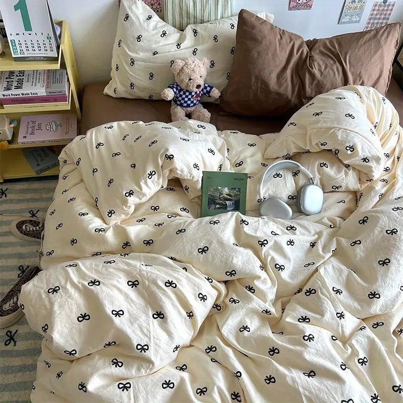 STORESDE Vintage Floral Bedding Set Ins Single Double Size Duvet Cover No Filler Flat Sheet Pillowcase Soft Girls Home Bed Linens