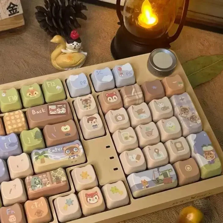 STORESDE 142 Keys Customized Gift Cute Cat keycaps New MAO Keycaps Square Thermal Sublimation Mechanical Keyboard 2.25 U 2.75U for Alice