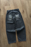 STORESDE Y2K American Gothic Embroidered Loose Streetwear High Street Retro Straight Wide Leg Jeans Harajuku Hip Hop Casual Pirate Jeans