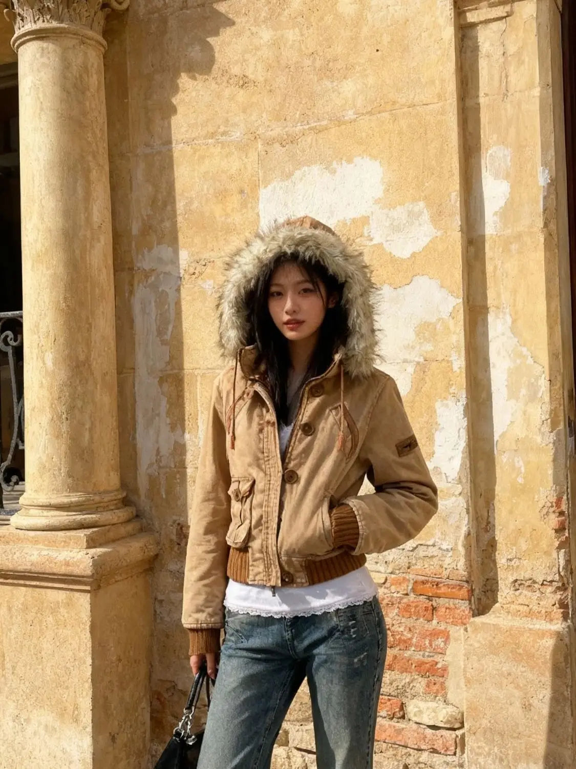 STORESDE Autumn and winter fashion jacket millennium style brown 2025Y2K retro new style waist slimming short coat small versatile top