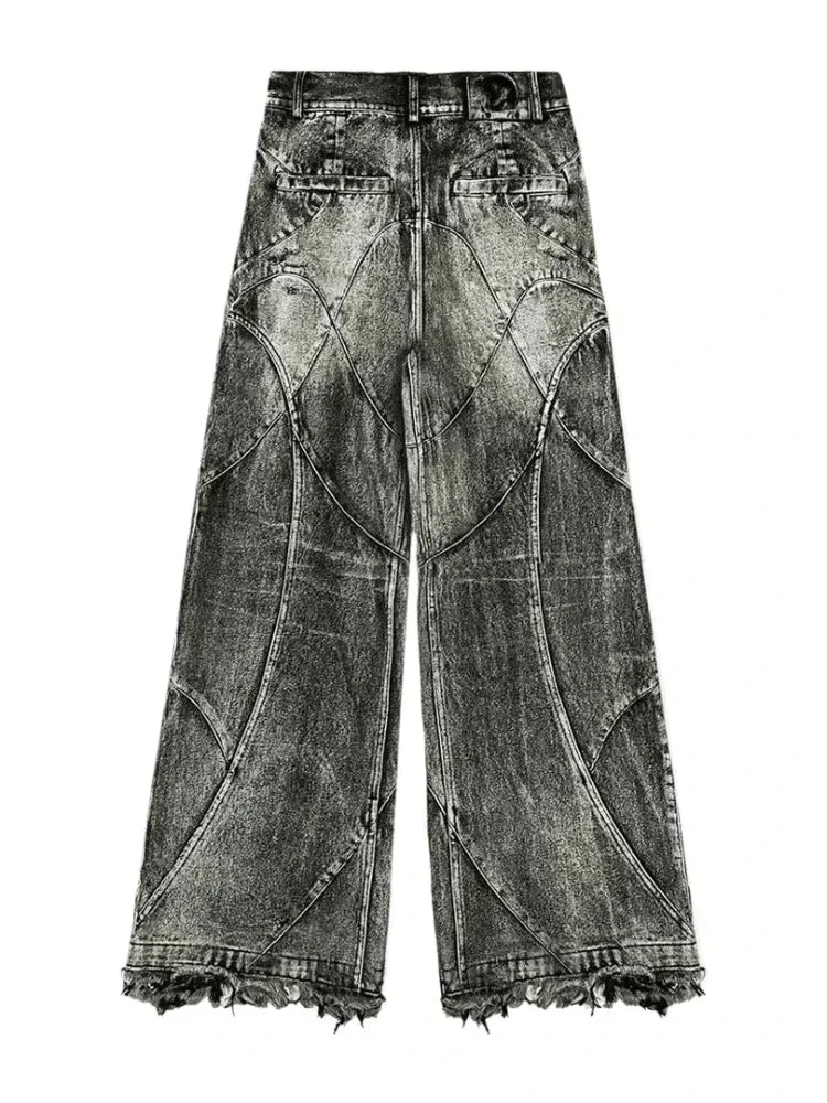 STORESDE Vintage Y2k Streetwear Punk Hip Hop Jeans Women Pants Grunge Baggy Ripped Denim Trousers Gothic Distressed Wide Leg Jeans Goth