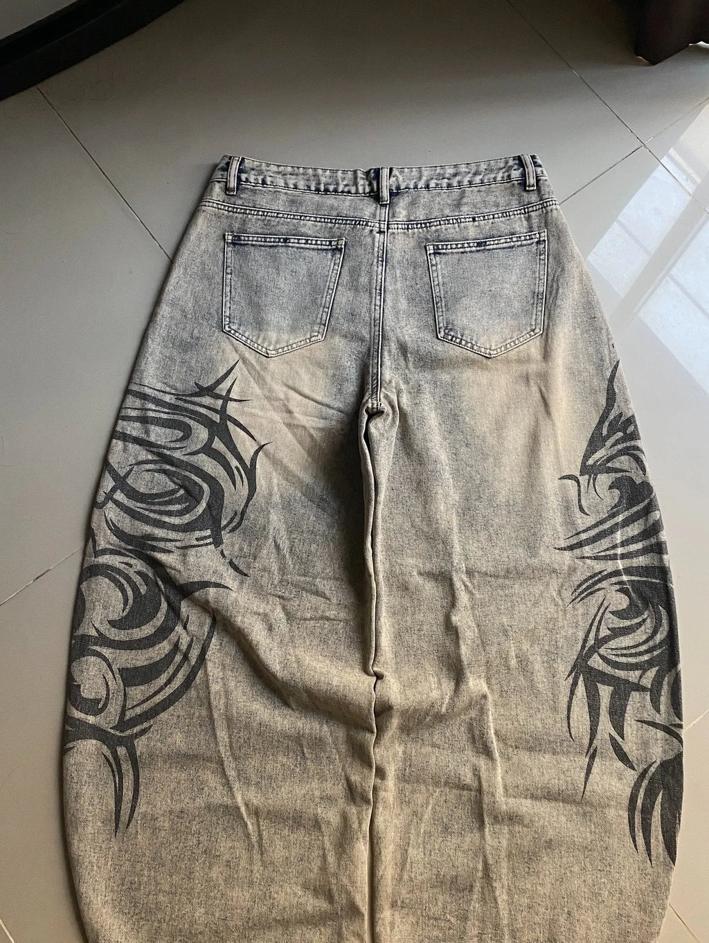 STORESDE American Y2K New Grey Printing Baggy Jeans Men Women High Street Vintage Hip Hop Harajuku Casual Joker Couple Wide-leg Pants