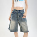 STORESDE 2026 Korean Street Casual Y2K Loose Wide-leg Denim Shorts Five-point Baggy Jeans Women's All-match Straight Summer Hot Shorts