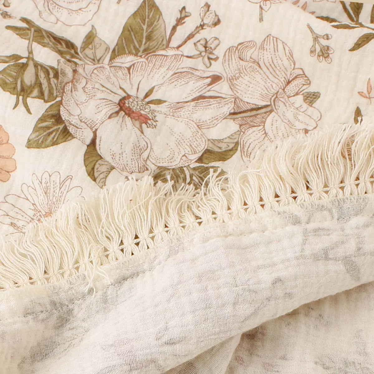STORESDE Cotton Breathable Flowers Print Baby Tassels Swaddle Blanket Summer Air Condition Cover Blanket For Kids Stoller Cover Blanket
