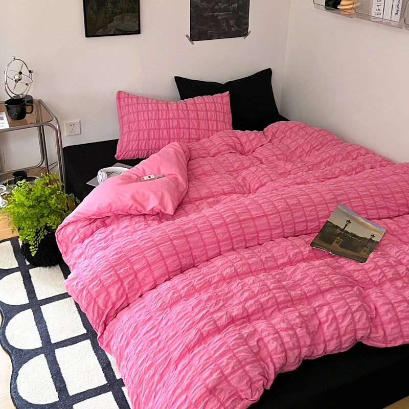 STORESDE The Simple Solid-color Puffon Quilt Cover Is Suitable for Bedroom and Apartment Bedding