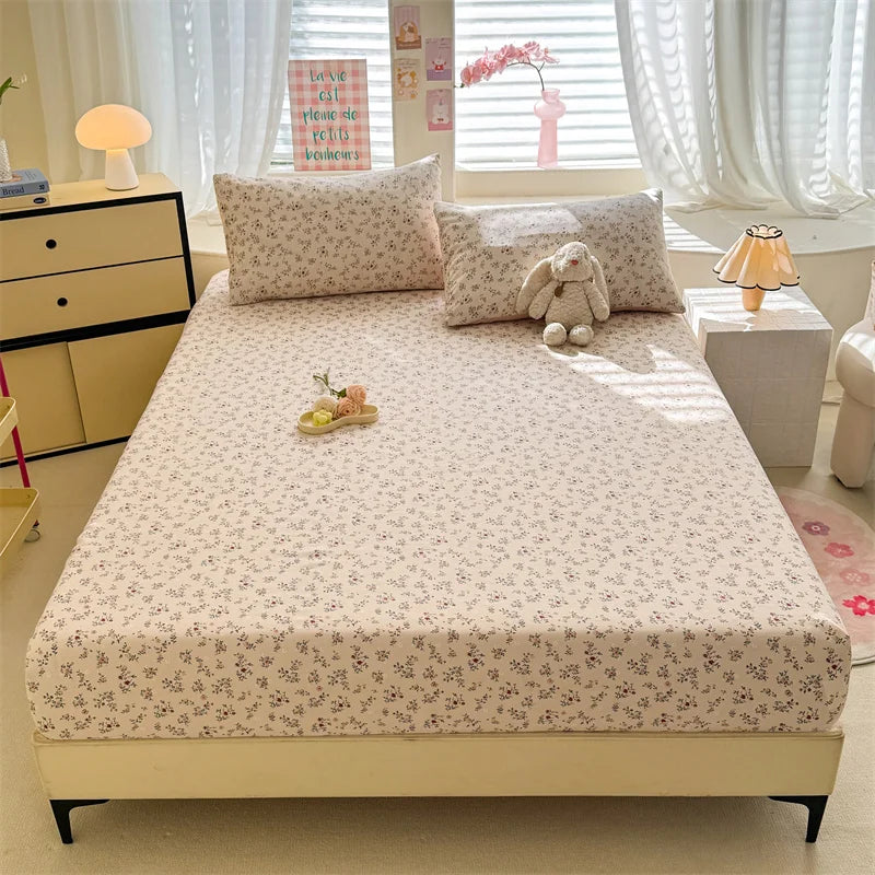 STORESDE Bonenjoy Elastic Fitted Sheet Floral Style Bedsheet Soft Bed Cover Home Bed Linen Sheets drap de lit (Pillowcase Need Order)