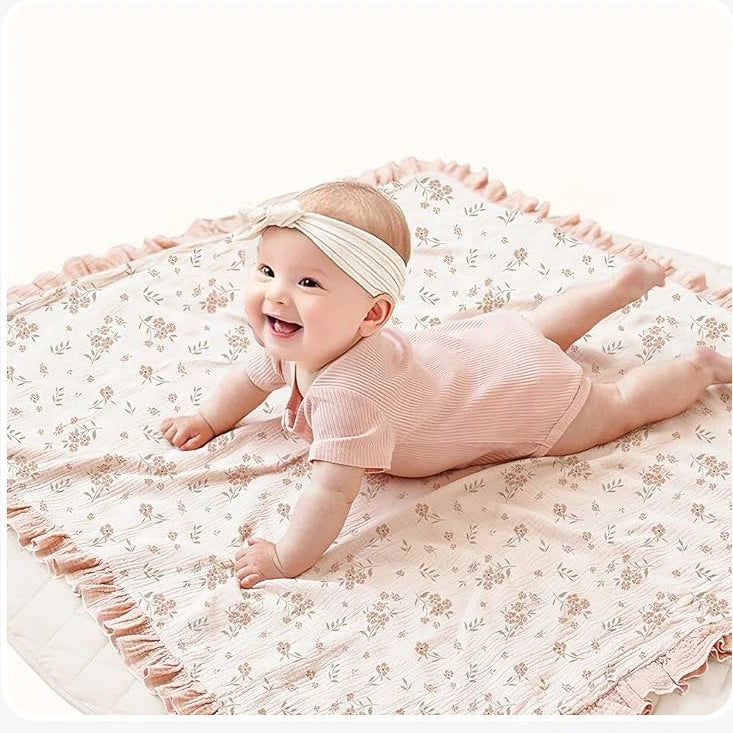 STORESDE Ruffle Baby Blanket Cotton Swaddle Newborn Wrap Flower Muslin Receive Blankets Stroller Cover