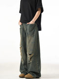 STORESDE Spring American Retro Ripped Wide-leg Jeans For Men High Street Fashion Distressed Baggy Denim Pants 2025 New Casual Y2K Jean