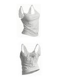 STORESDE Y2K Hot Girl Angel Wings Embroidered Vest Denim Shorts Suit Retro Sexy Shorts Subculture Punk Rivet Design Low-Waisted Pants