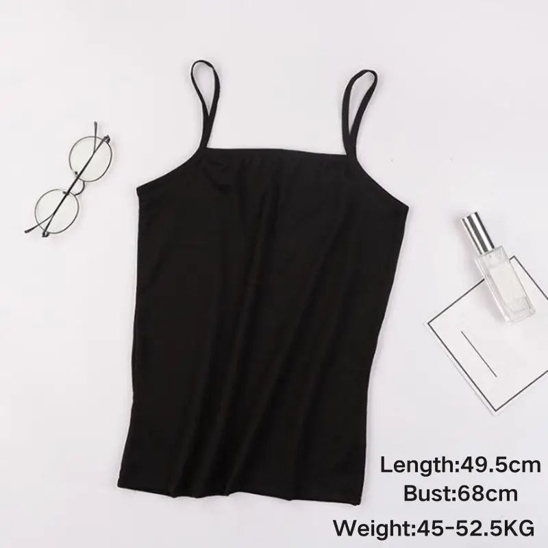 STORESDE Y2K Sexy Tank Tops Women Spaghetti Strap Crop Top With Bra Bodycon Sleeveless Cami Tube Top Basic Camisole Tees Korean Clothes